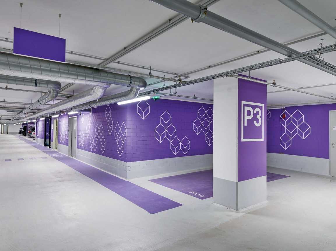 Mixed used quarter - Q 6 Q 7 Mannheim - underground car park - wayfinding
