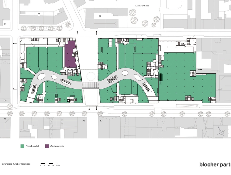 Mixed used quarter - Q 6 Q 7 Mannheim - ground plan first floor